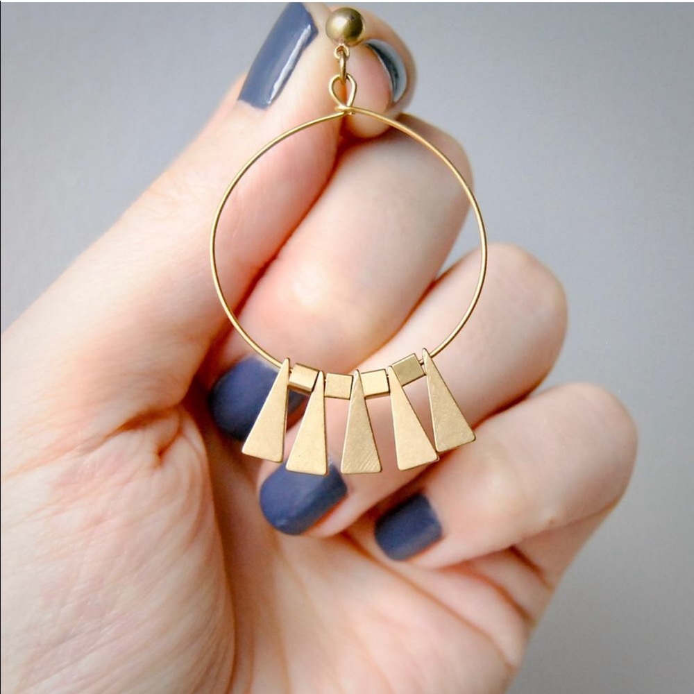 Sparklefarm Brass Boho Chic Hoop Earrings NWOT - Picture 3 of 8